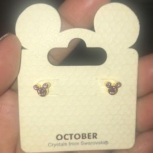 Disney Pink Faux Diamond Mickey Studs